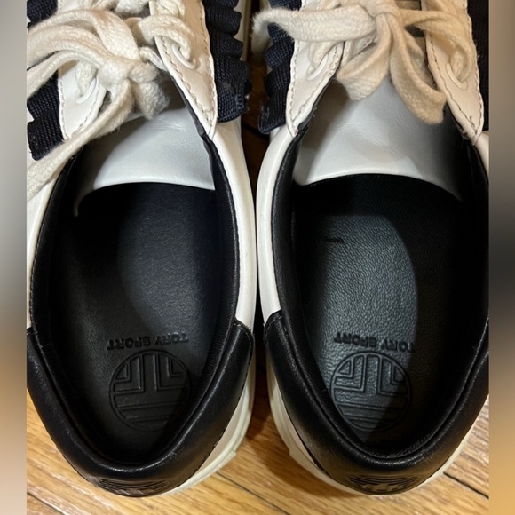 Tory Burch White and Black Ruffle Sneakers - Picture 4 of 5